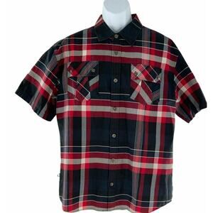 Miskeen Originals Shirt Men's XL Button Up Pockets Multicolor Plaid Short Sleeve